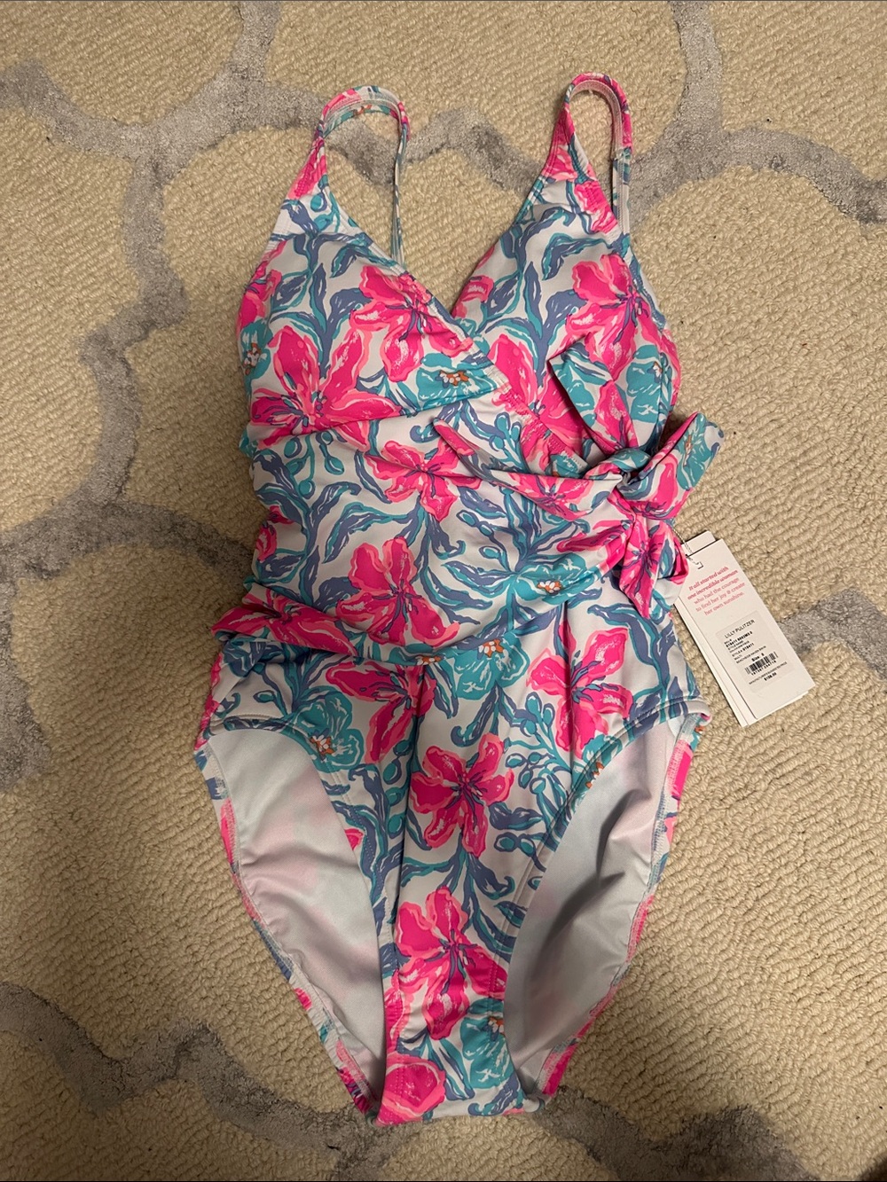 Lilly Pulitzer Floral Wrap-Front One-Piece Swim
